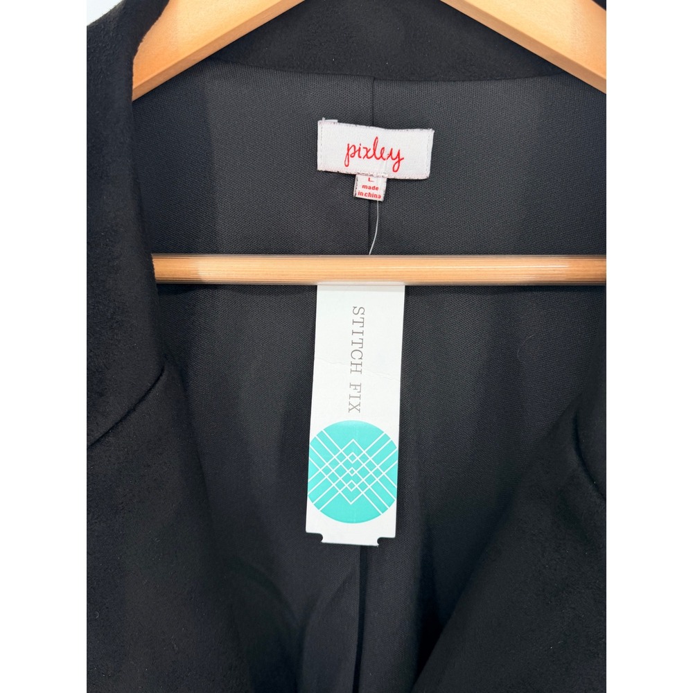 Pixley Stitch Fix Black Faux Suede Moto Jacket Womens Large Zip Biker - Picture 3 of 8